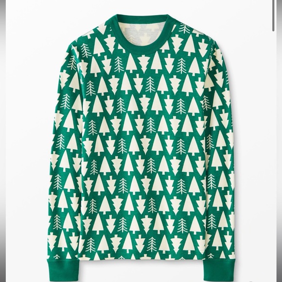 Hanna Andersson Other - Hanna Andersson Green Christmas Tree Holiday Print Long John Pajama Top Size 8